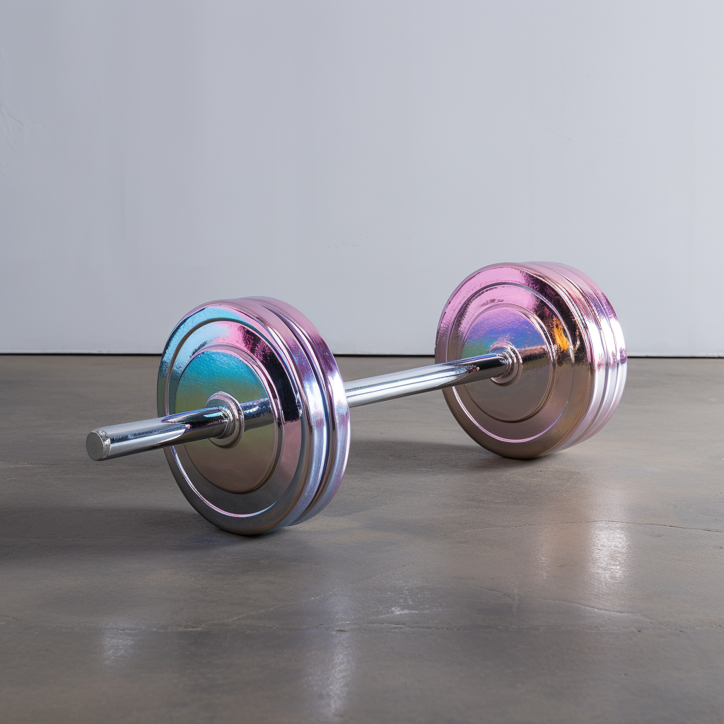 Pastel painting of 1980s chrome plated barbell