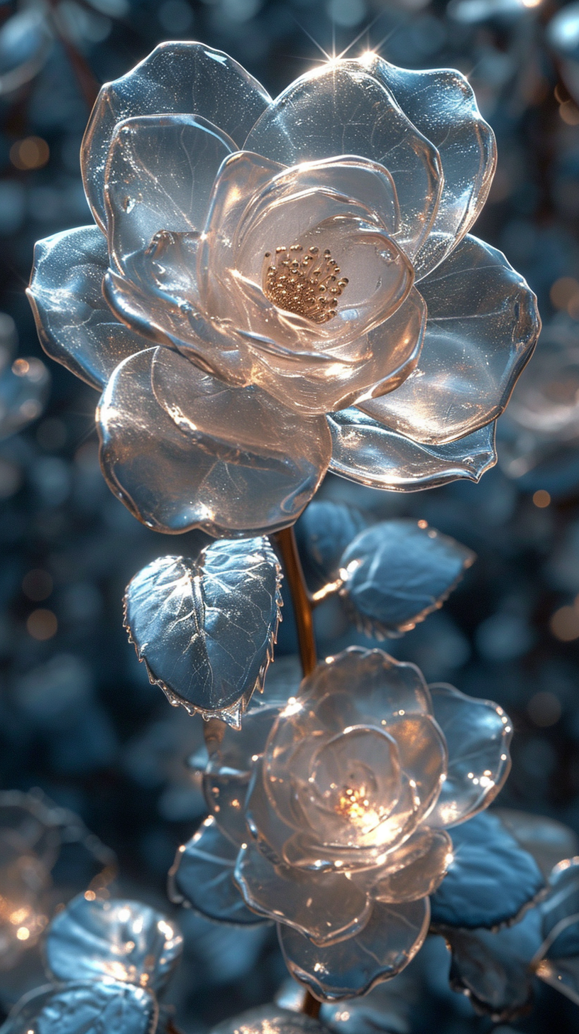 Silver chrome roses wall