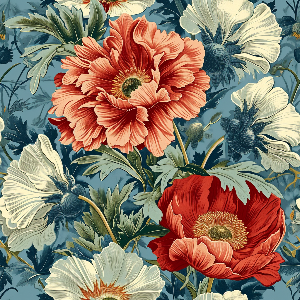 Colorful chromolithographic floral tile design