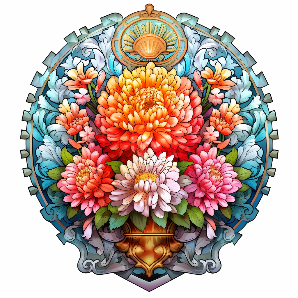 Colorful Chrysanthemum Coat of Arms