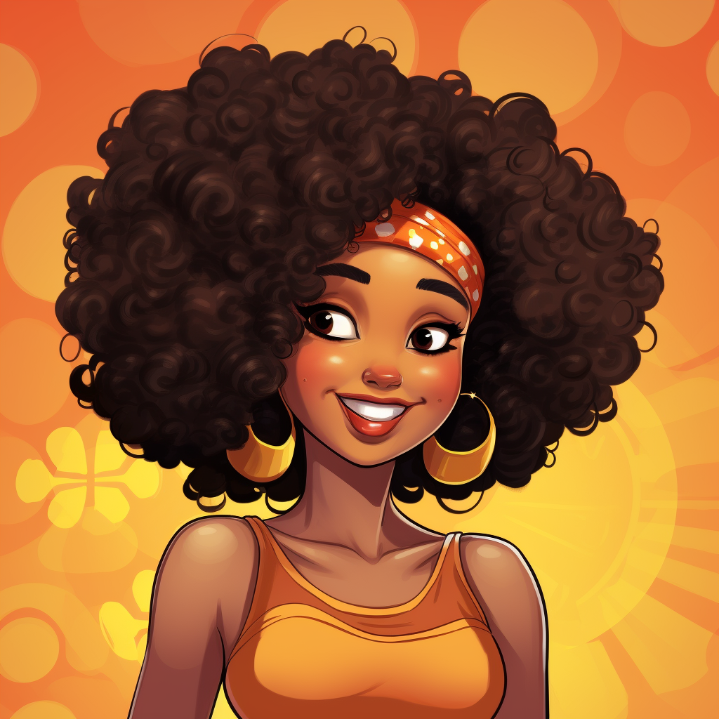 Chubby Black Woman with Afro Hairstyle Manga