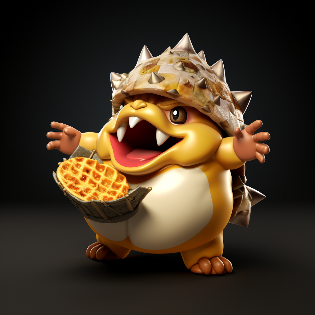 Bowser eating pierogi cartoon character