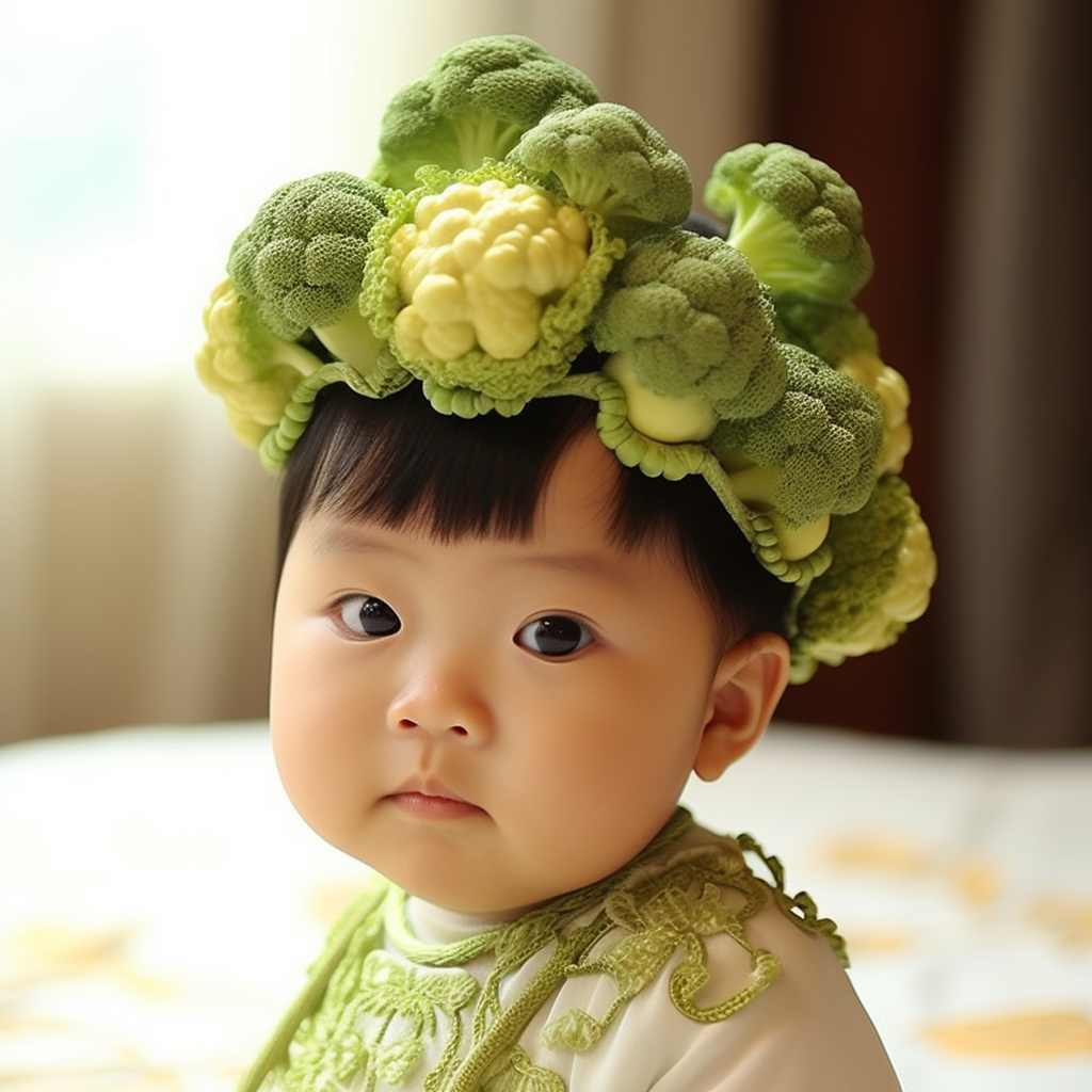 Cute Chinese Baby Cabbage with Broccoli Crown