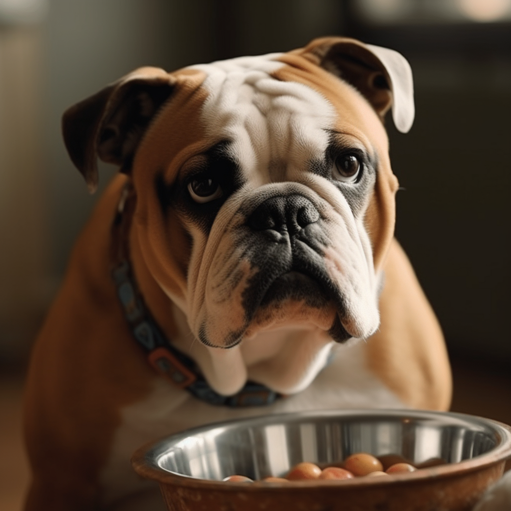 Cute dog enjoying a meal