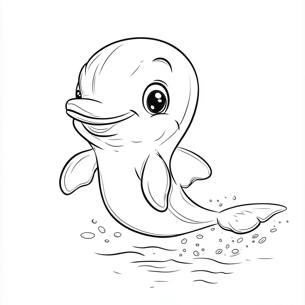 Cute Dolphin Coloring Page Outline