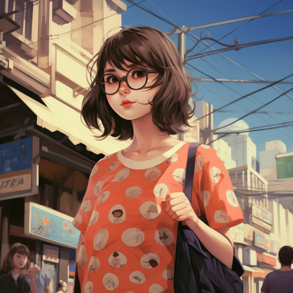 Japanese girl walking in the city