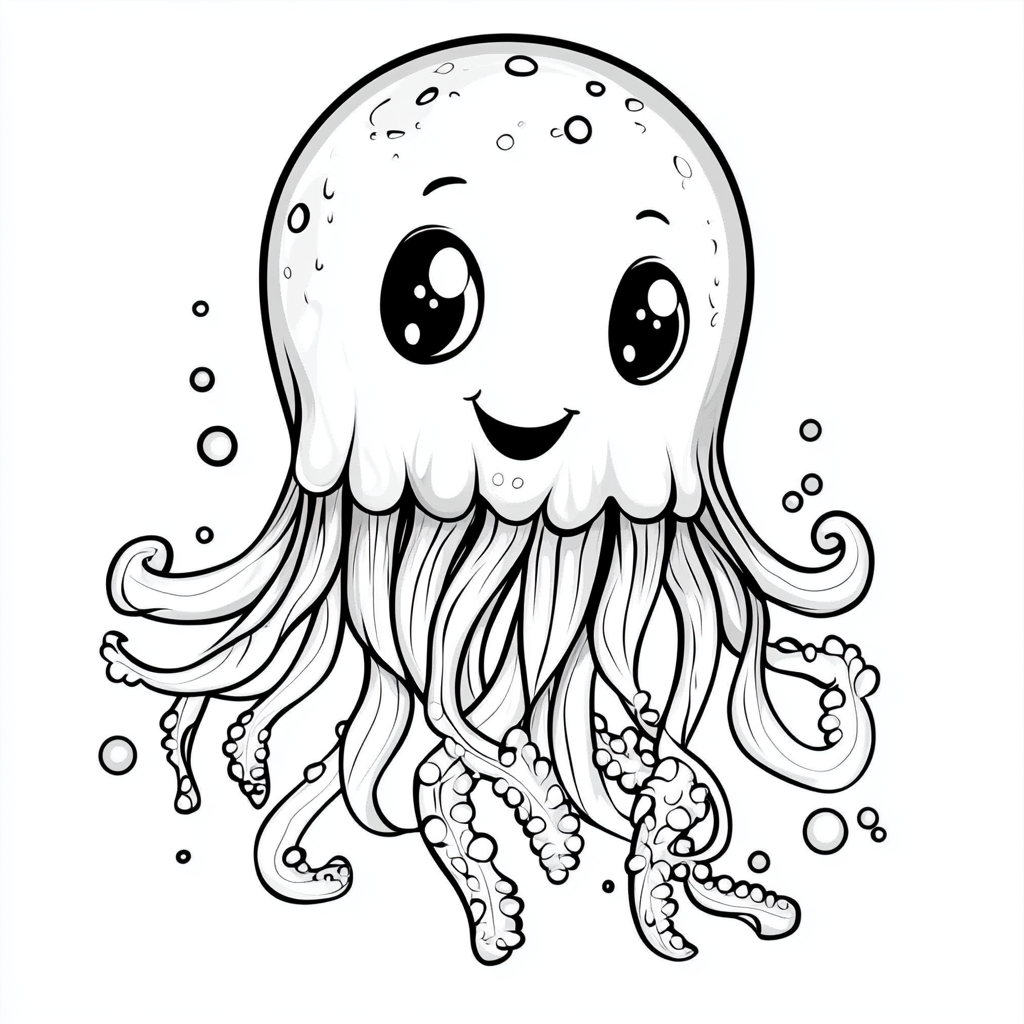 Cute Jellyfish Coloring Character Design