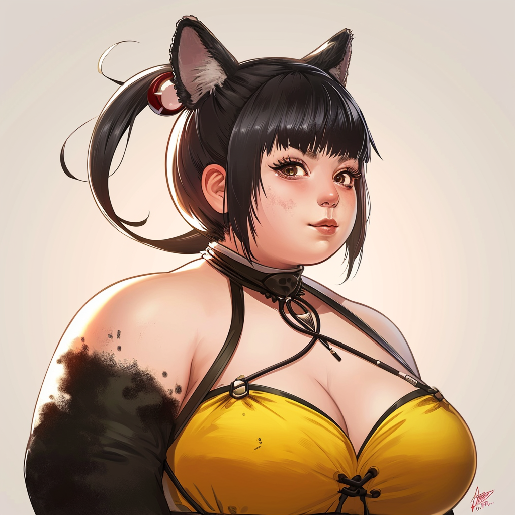 Chubby Neko Girl in Mortal Kombat Style