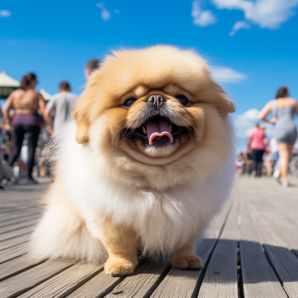 Chubby Pekingese Dog with Tongue Out