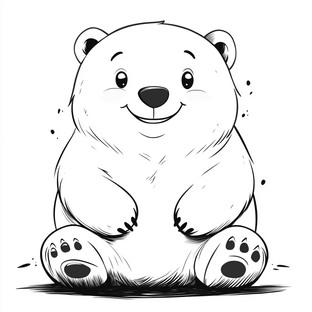 Friendly polar bear coloring page