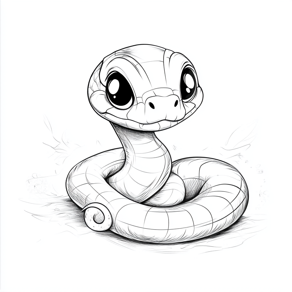 Adorable chubby snake coloring page