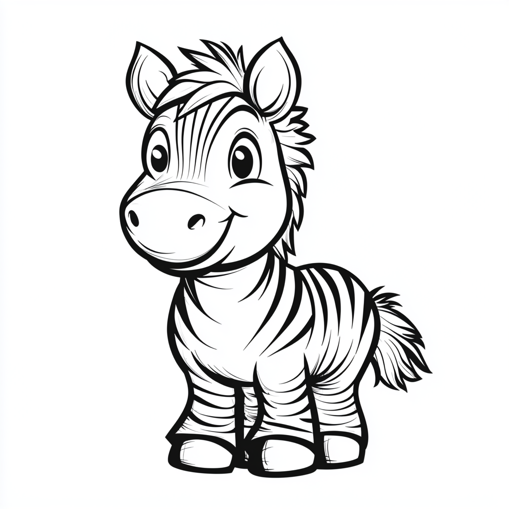 Cute Zebra Character Coloring Page