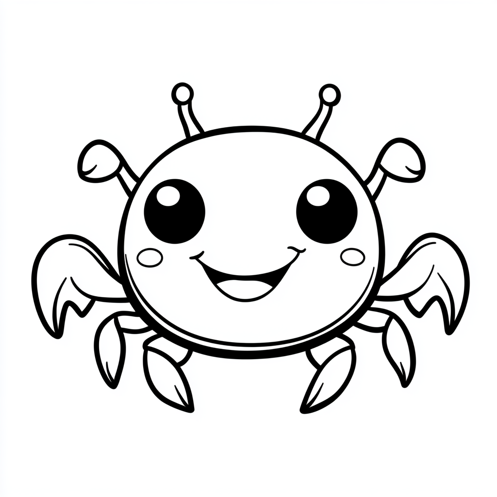 Smiling chubby crab character outline