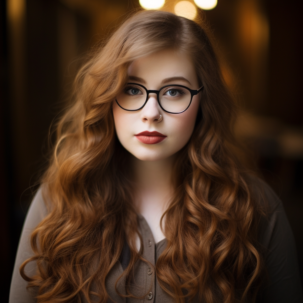 Chubby Female with Blue Eyes and Glasses