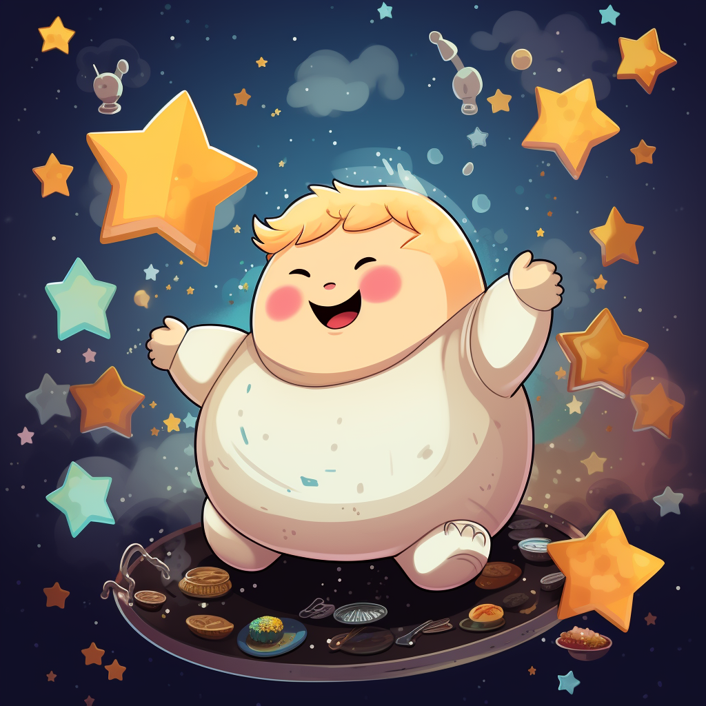 Chubby planet man smiling cartoon illustration