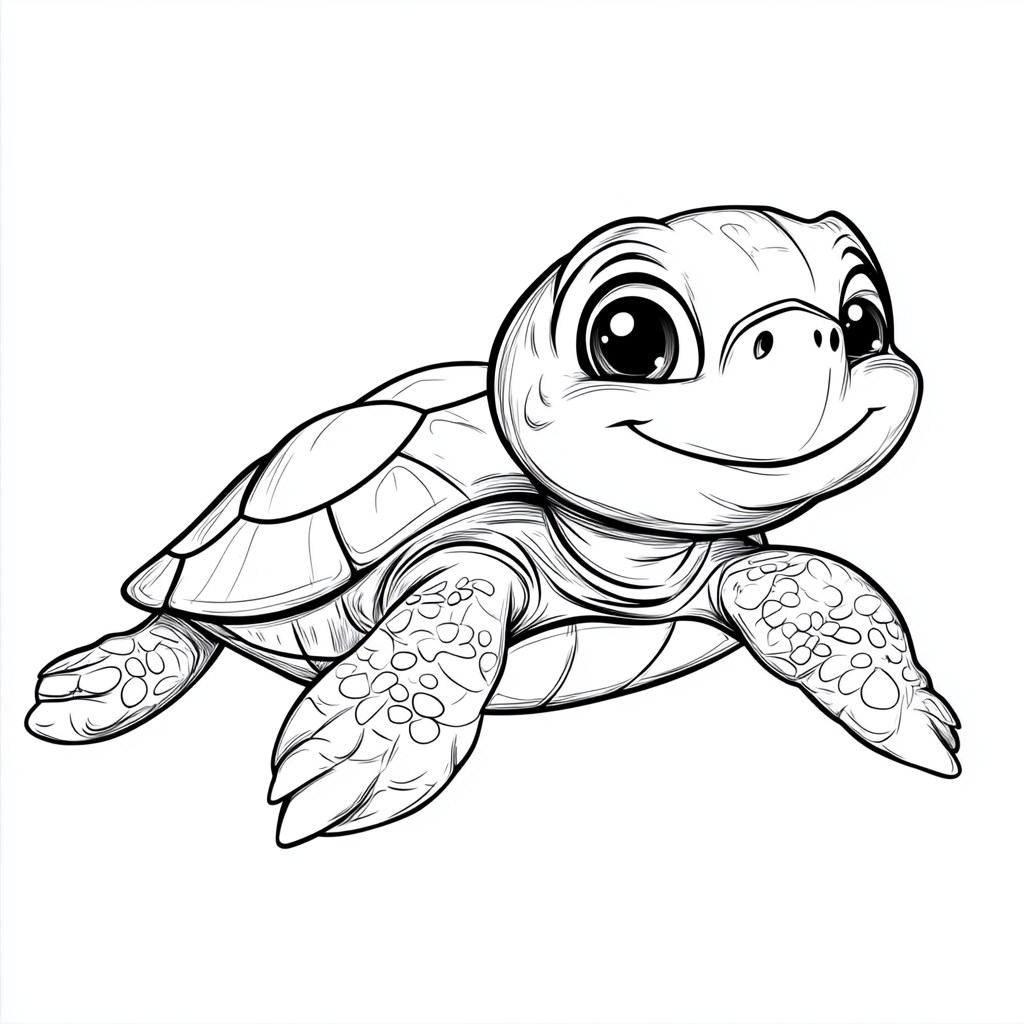 Cute Chubby Sea Turtle Drawing