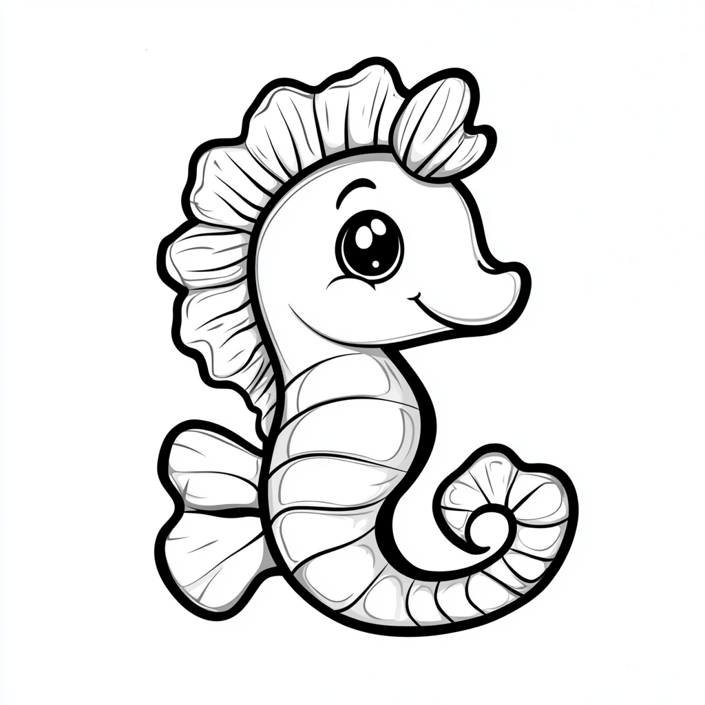 Friendly chubby seahorse character smiling