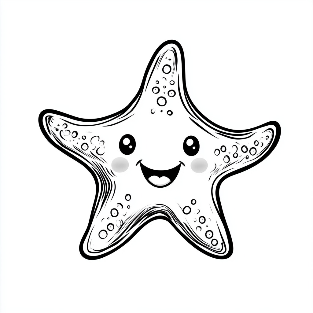 Friendly chubby starfish outline art