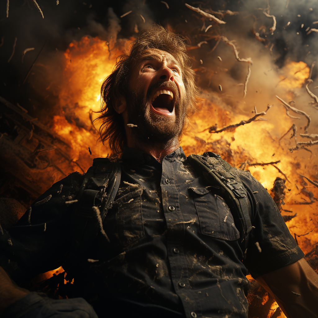 Chuck Norris as God in Action Movie Scene