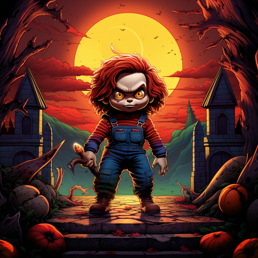 Chucky Halloween image with red knife