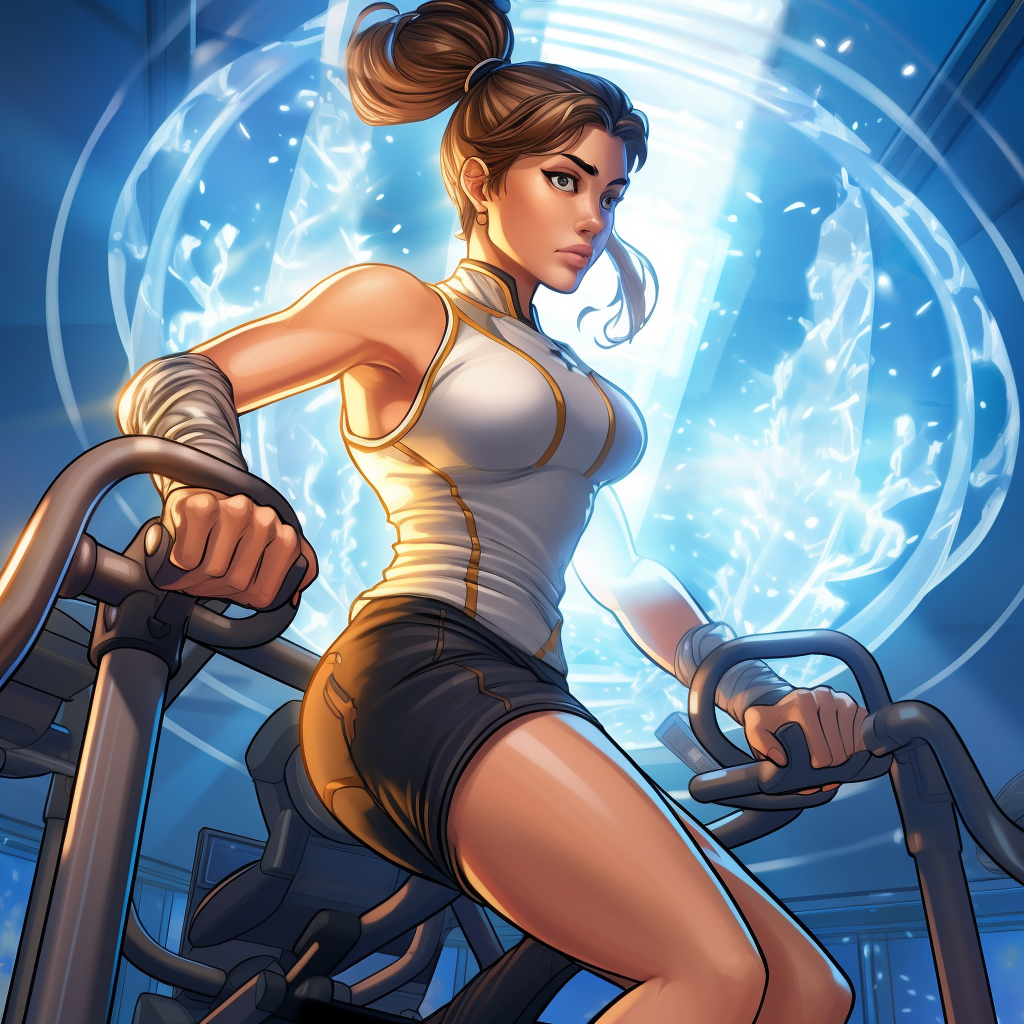 Chun Li working out with determination