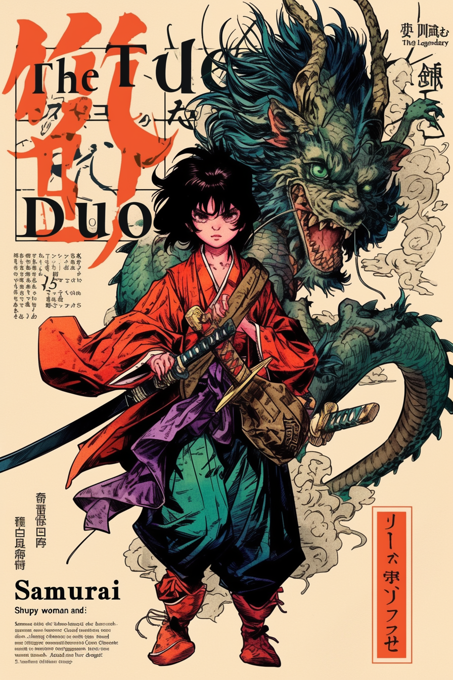 Chuppy Samurai Woman Dragon Art