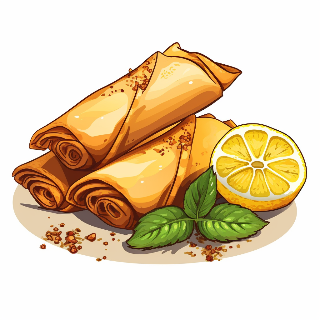 Moroccan Cuisine Samosa with Lemon Presentation Cartoon Sticker