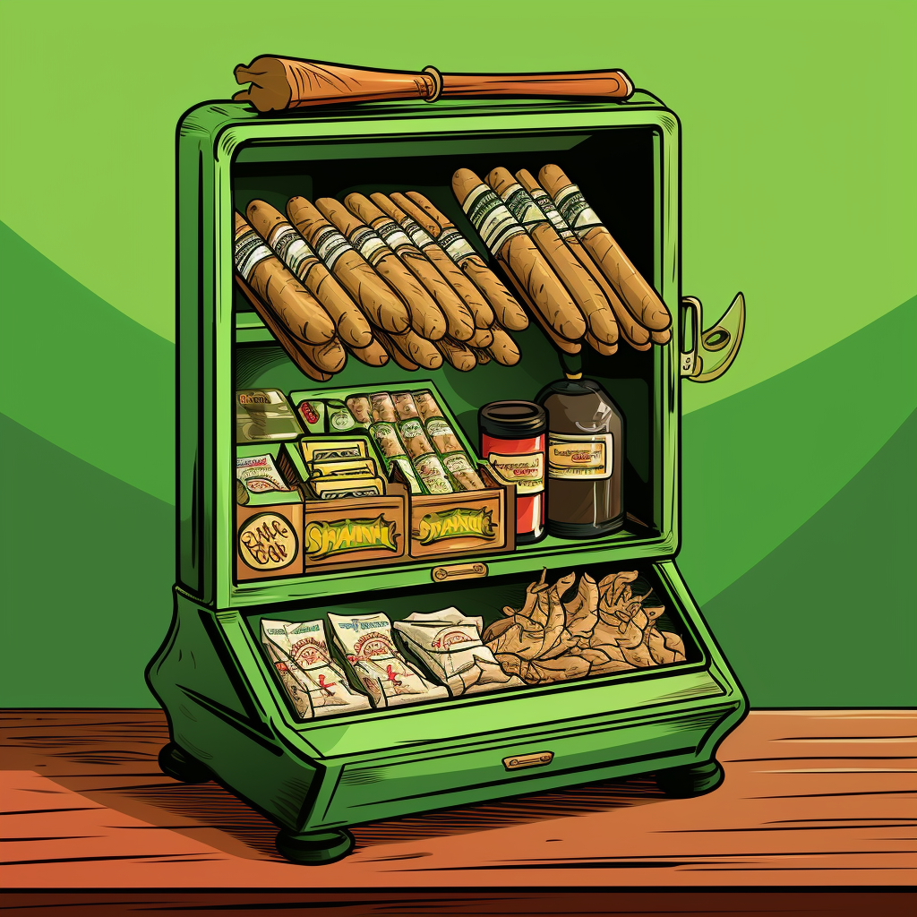 Cartoon cigar on green background