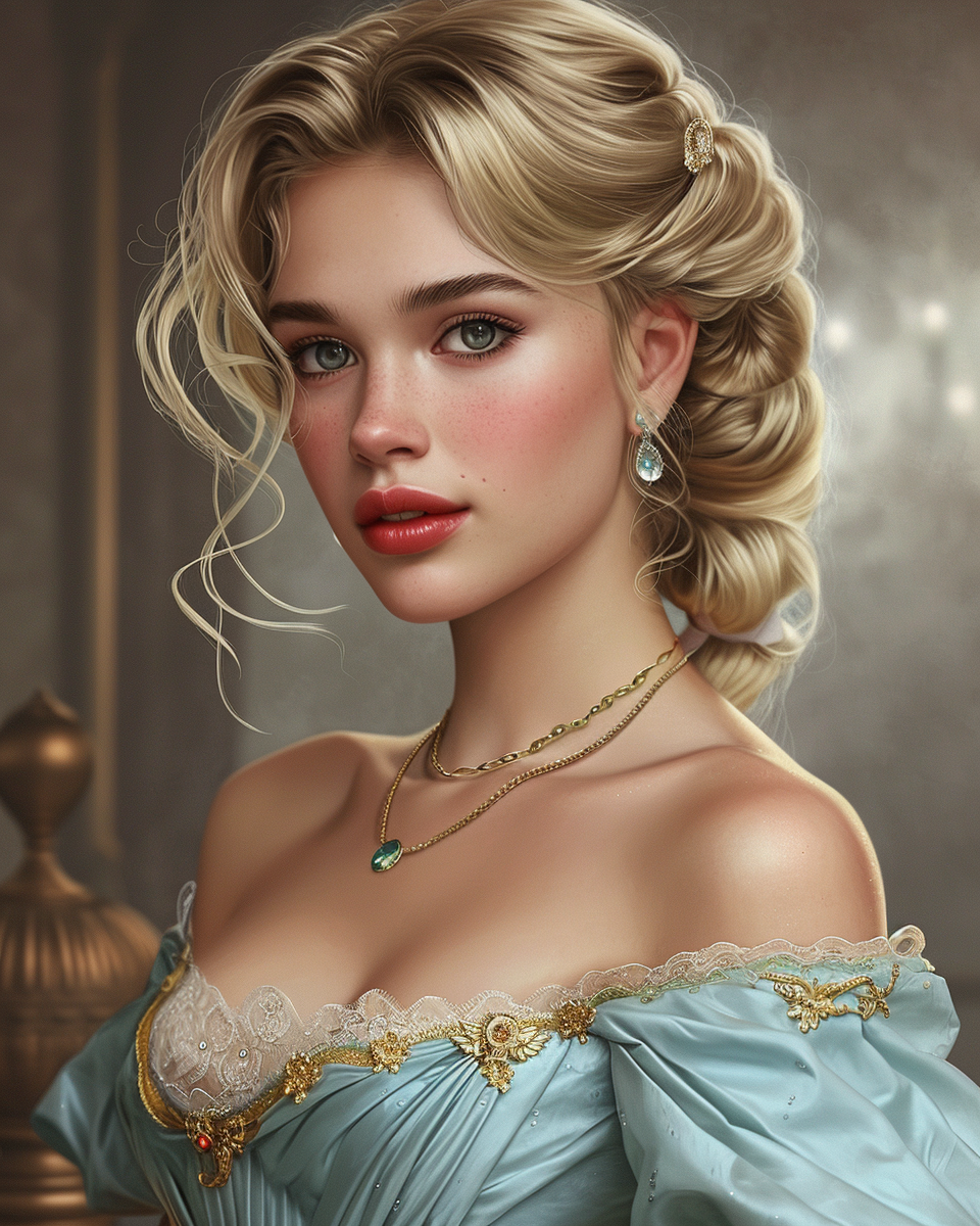 Beautiful blonde princess Cinderella Disney style