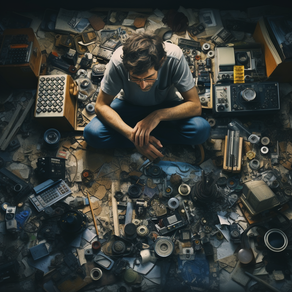 Documentarian examining old photos with cinematic textures