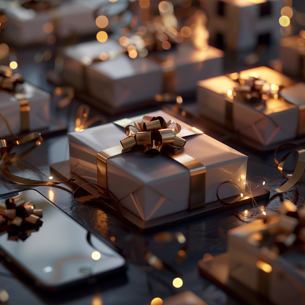 Gift boxes with cinematic lighting