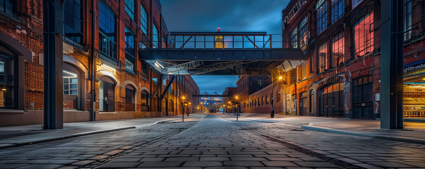 Night Skybridge Empty Street