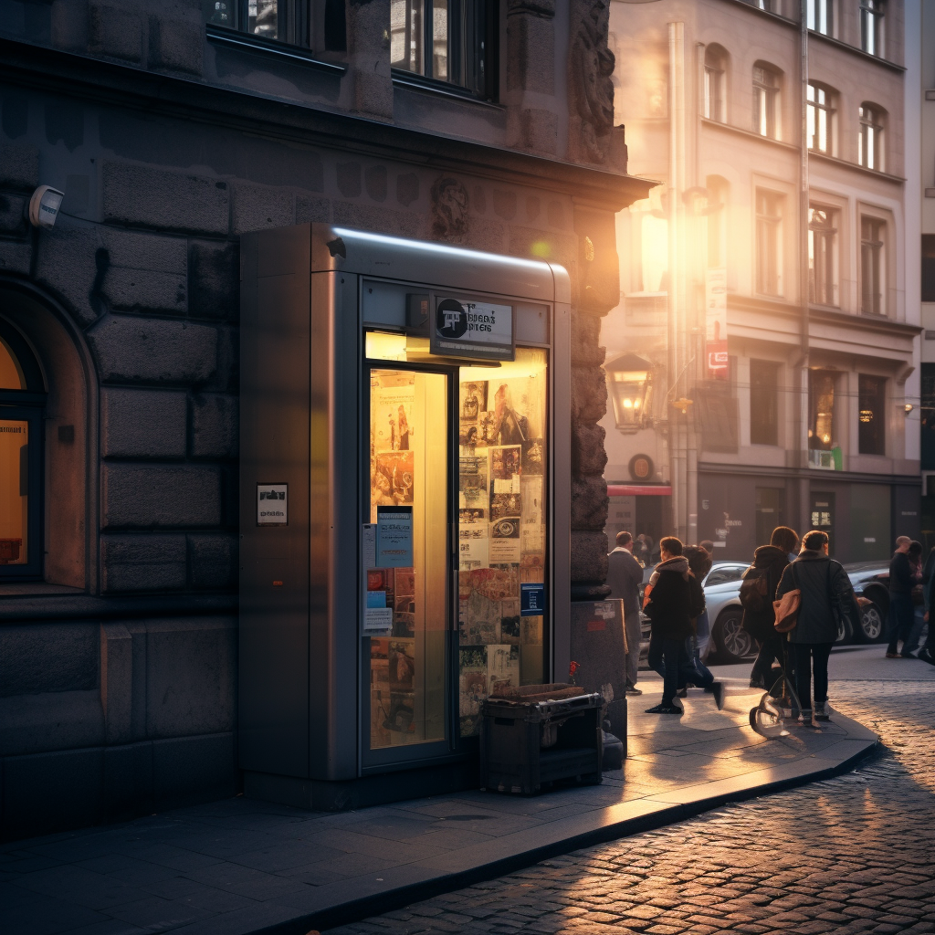 Cinematic photo of European street with commuters