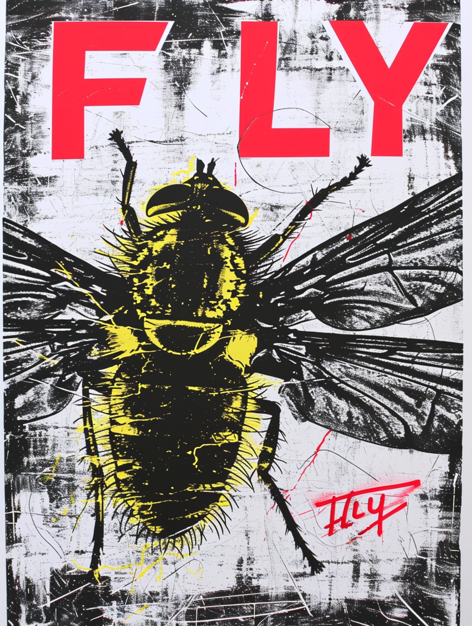 Cinematic Portrait Lithograph Yellow Fly Geoglyph