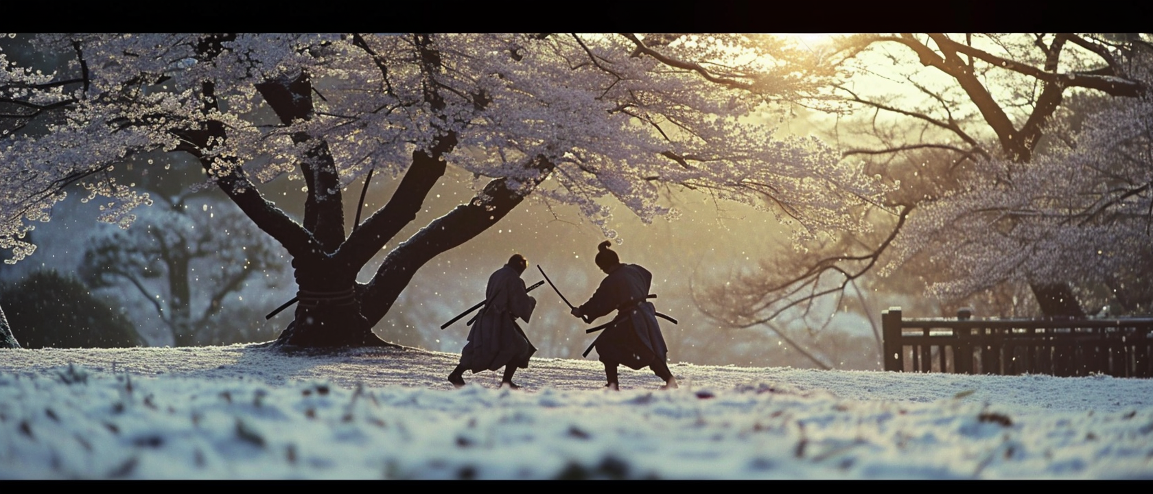 Two Samurai Duel in Winter