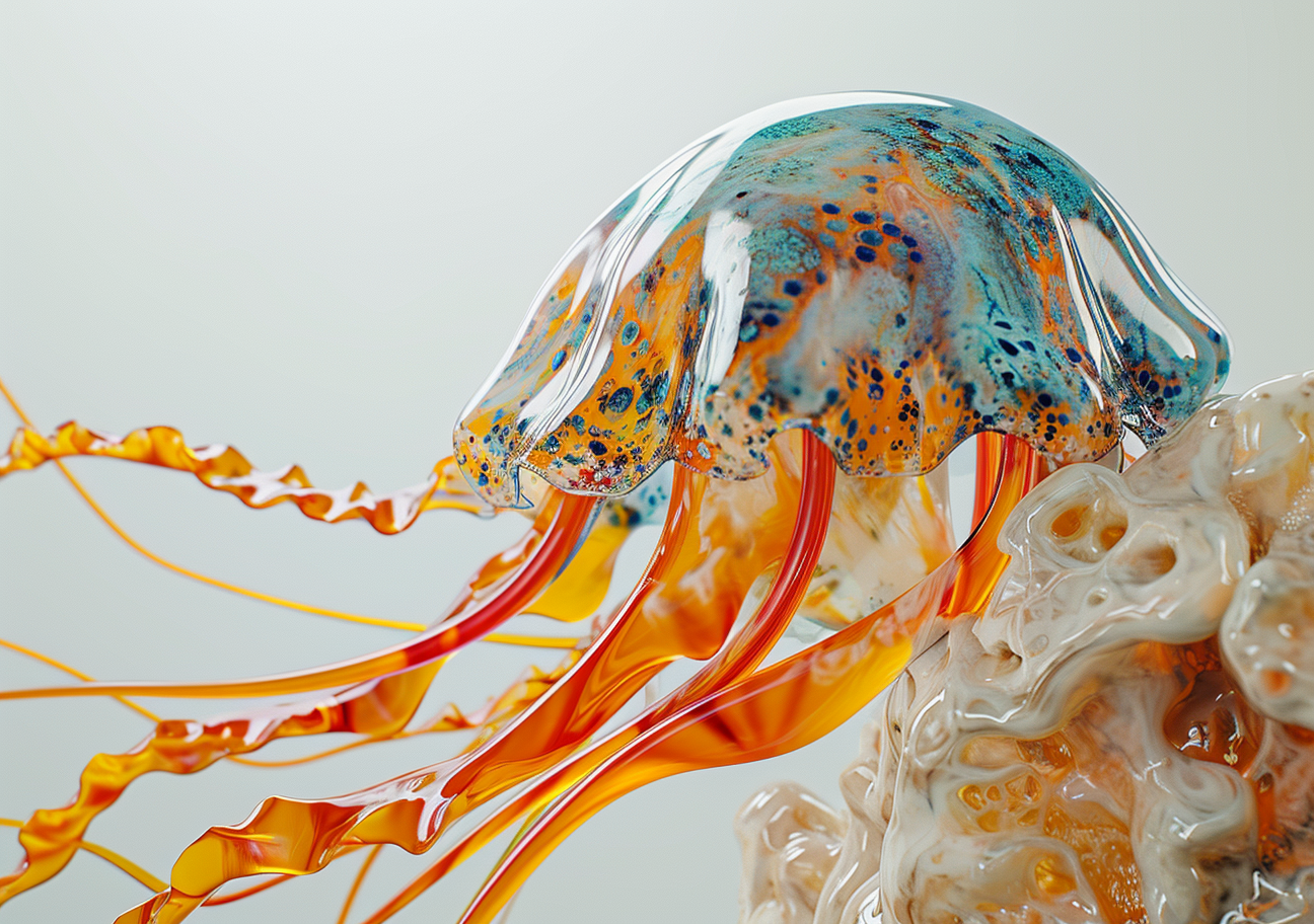 Cinematic Style Jellyfish Marble Textures Fluid Forms