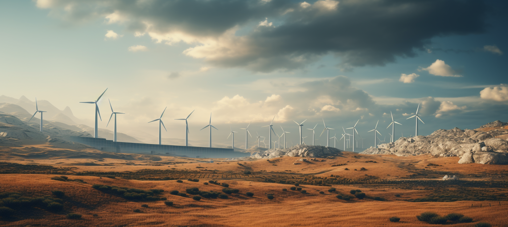 Wind Turbine Farm in Cinematic Setting