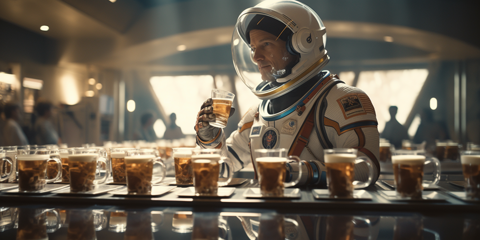 Astronaut enjoying a coffee in space