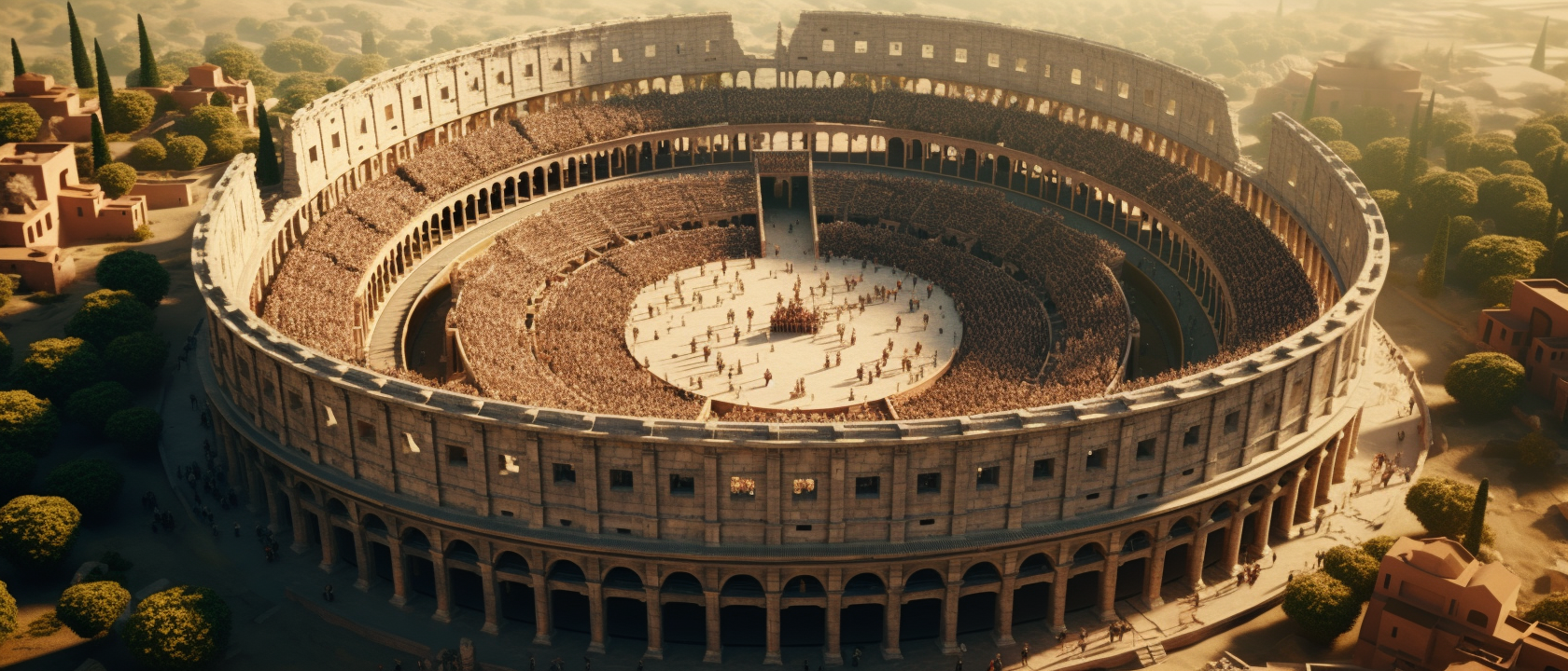 Hyperrealistic Roman Colosseum with Cheering Crowd