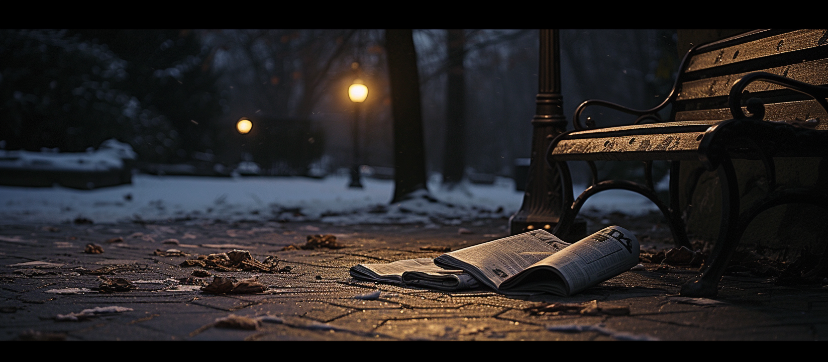 Cinematic newspaper in Central Park