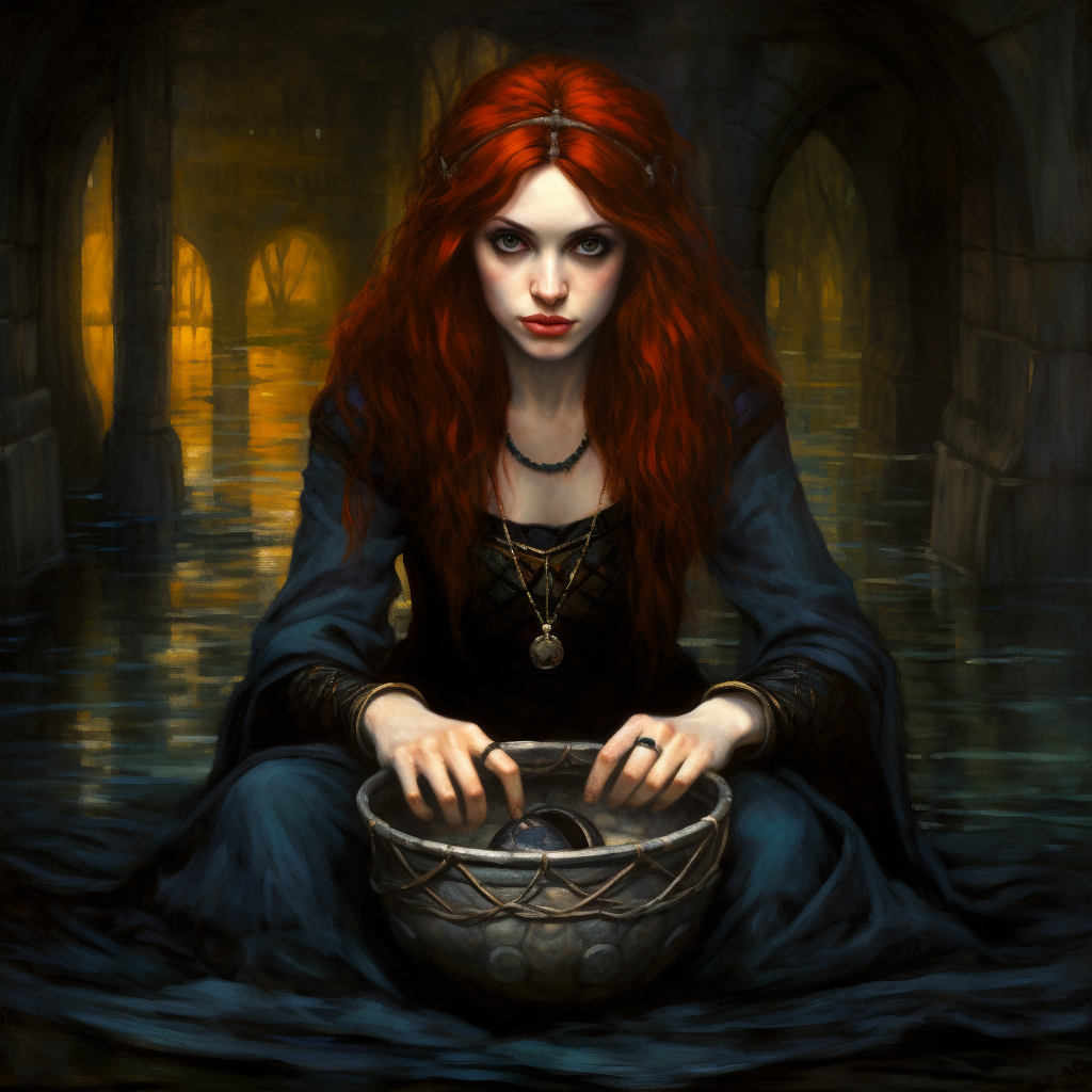 Circe Invidiosa artwork in Waterhouse style