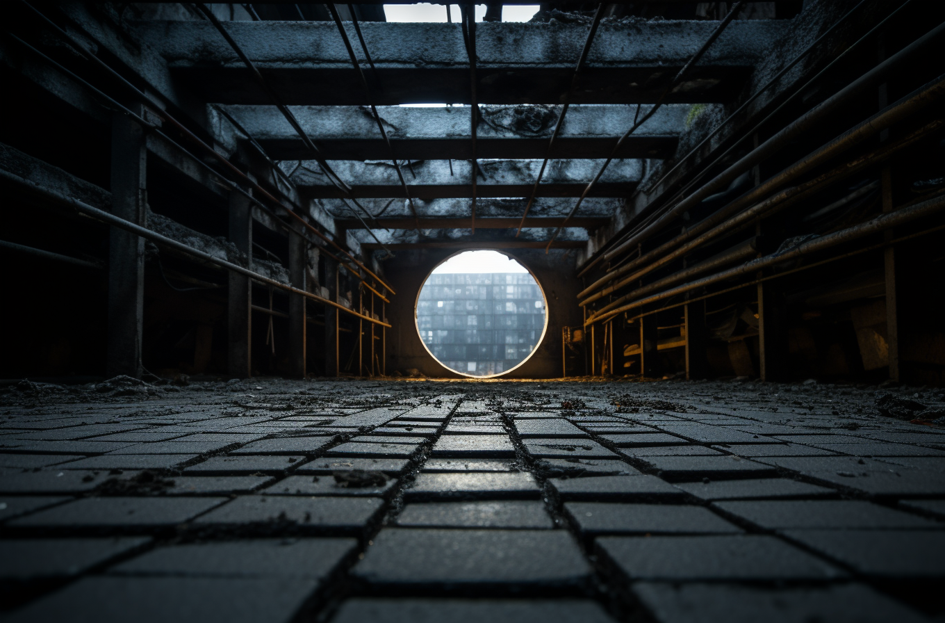 Circle Stuck in Square: Industrial Photorealistic Image