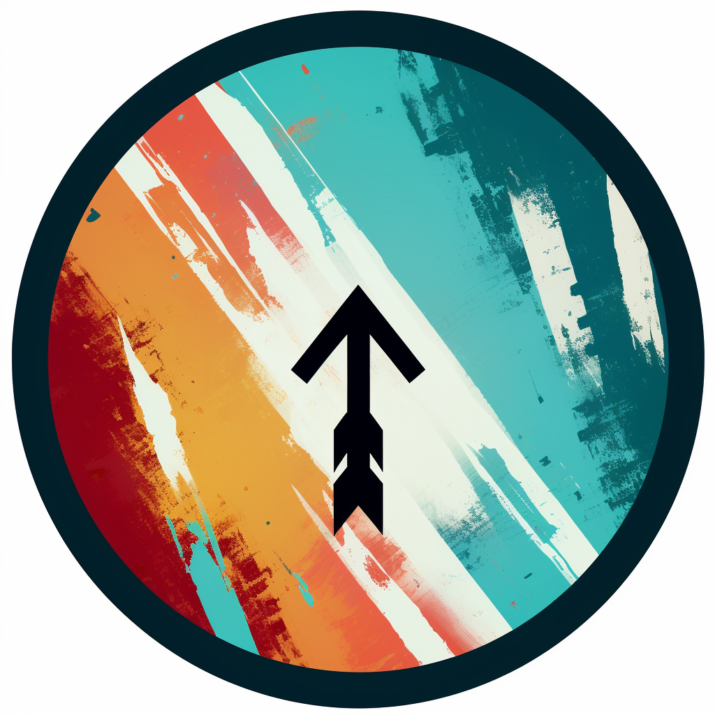 Circular arrow icon with film grain