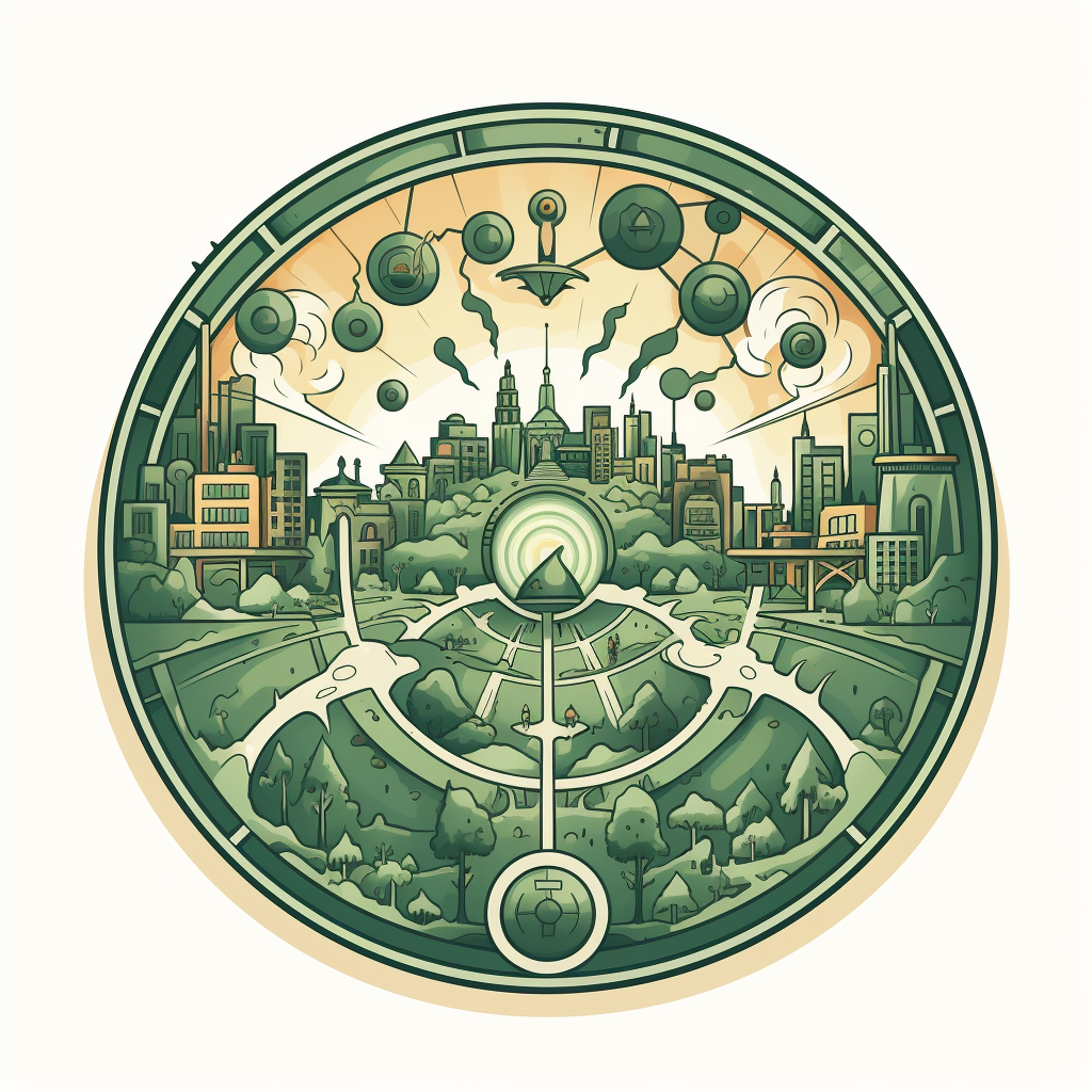 1950s Style Circular City Park Symbol