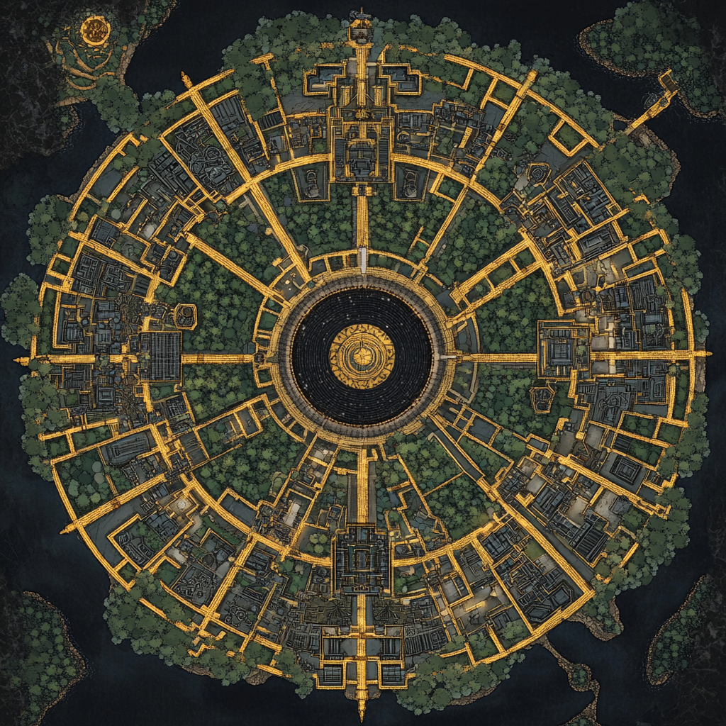 Circular city map rich poor districts