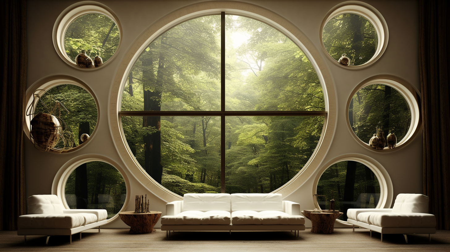 Circular frame wall with frames