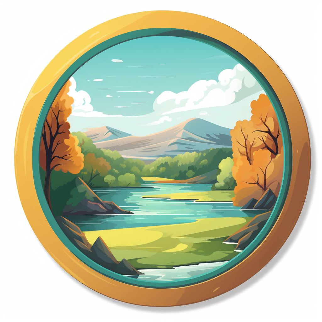 Beautiful flat design circular landscape window