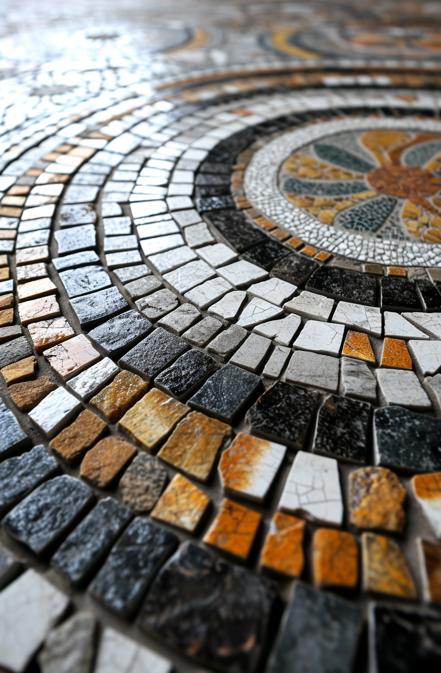 Assymetrical ceramic tile mosaic design