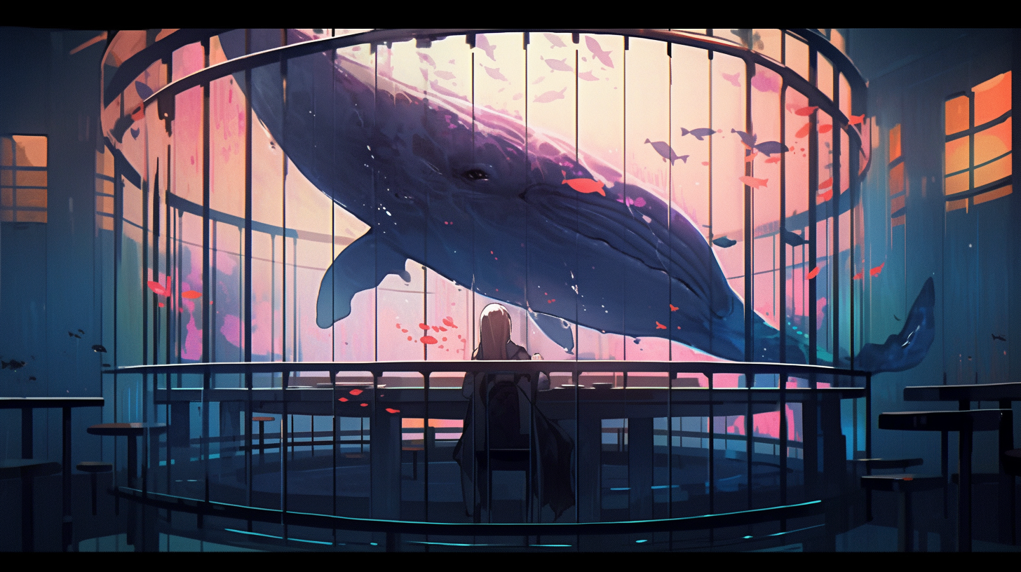 Unique Image of Whale in Circular Prison