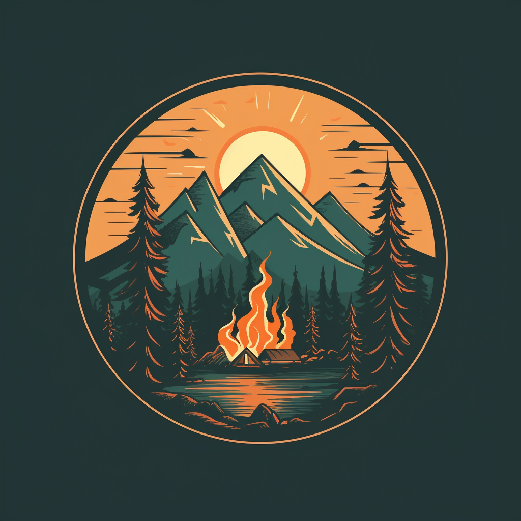 Circular retro camping logo